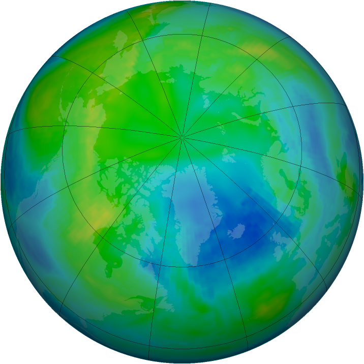Arctic ozone map for 29 October 1988
